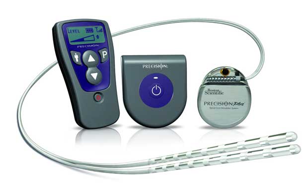 Illustration eines Neurostimulators bestehend aus drei Einzelteilen.